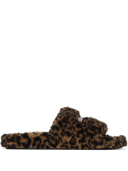 BALENCIAGA Leopard Furry Slides Brown