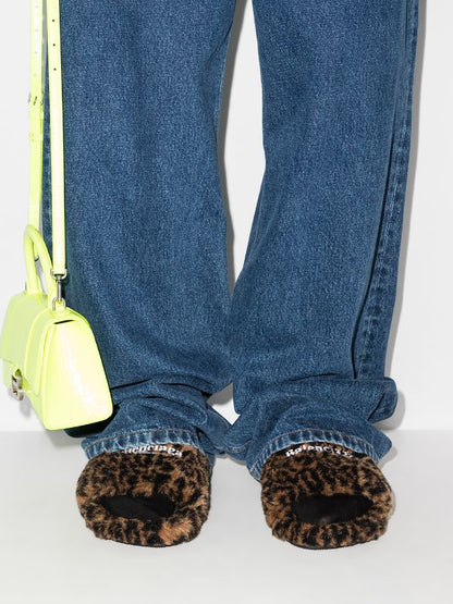 BALENCIAGA Leopard Furry Slides Brown