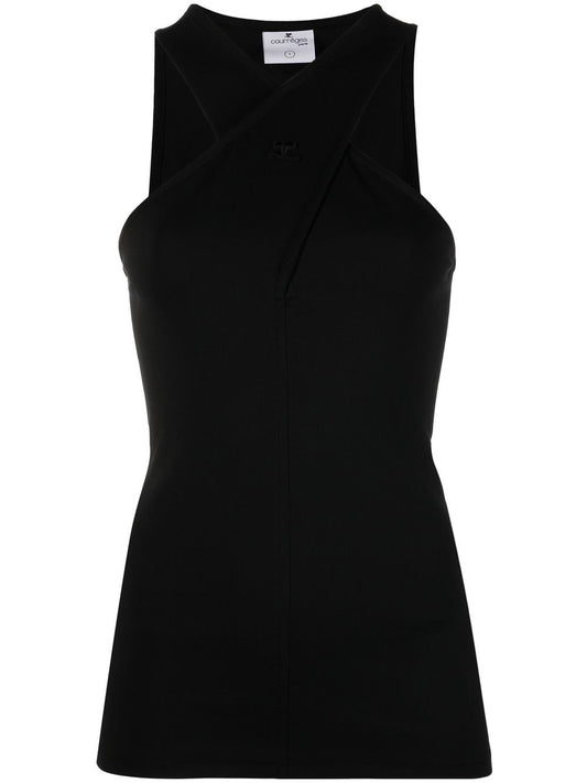 COURRÈGES WOMEN crossover-strap logo top