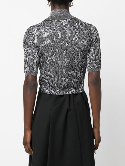 PACO RABANNE WOMEN Leopard Print Long Sleeve Top Grey