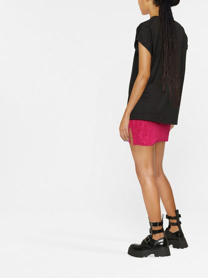 BALMAIN Women Eco-designed cotton T-shirt White flocked logo Black