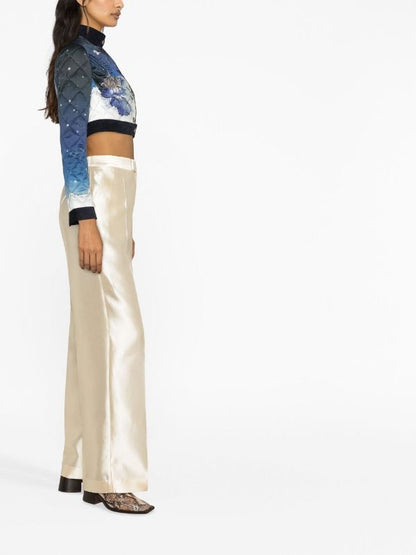 CASABLANCA WOMEN Illustration-print Quilted Cropped Jacket Blue Multicolour