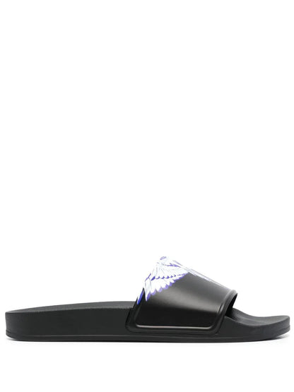 MARCELO BURLON COUNTY OF MILAN MEN Icon Wings Sliders Black White