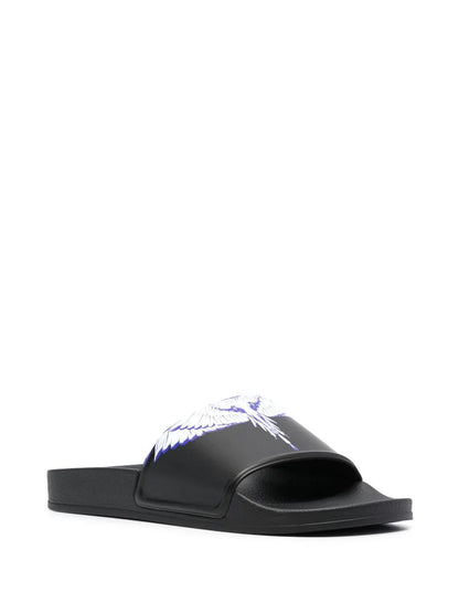 MARCELO BURLON COUNTY OF MILAN MEN Icon Wings Sliders Black White
