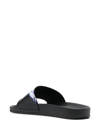 MARCELO BURLON COUNTY OF MILAN MEN Icon Wings Sliders Black White