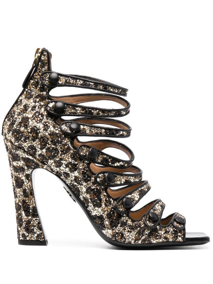 DSQUARED2 WOMEN Glitter-Embellished Leopard-print Sandals Brown