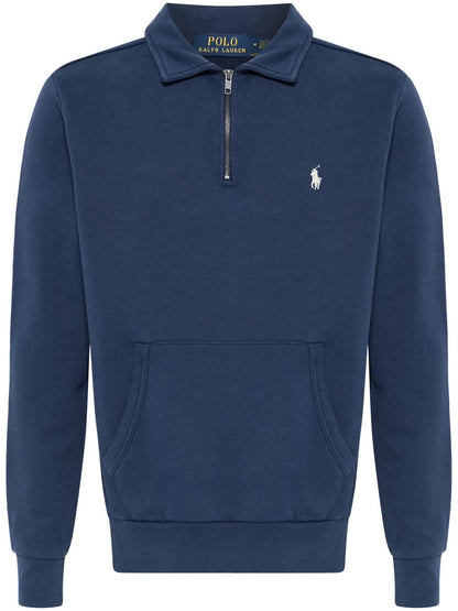 RALPH LAUREN Polo Pony Cotton Zip Sweatshirt Navy