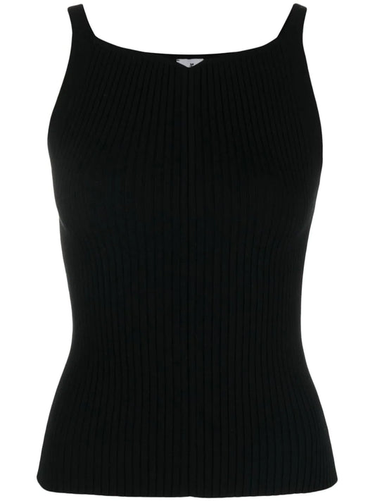 COURRÉGES WOMEN Rib Knit Swallow Tank Top Black