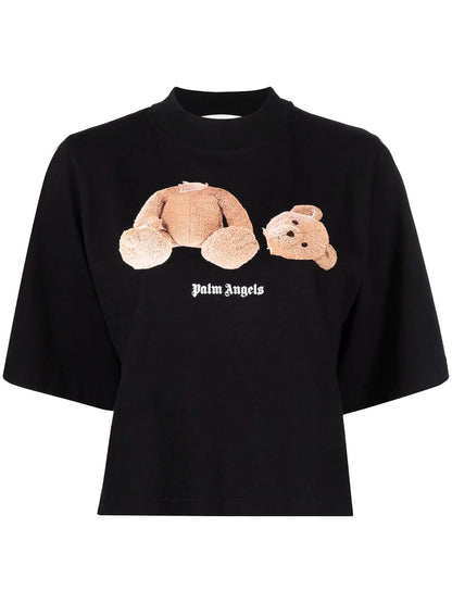 PALM ANGELS WOMEN Bear Cropped Tee Black