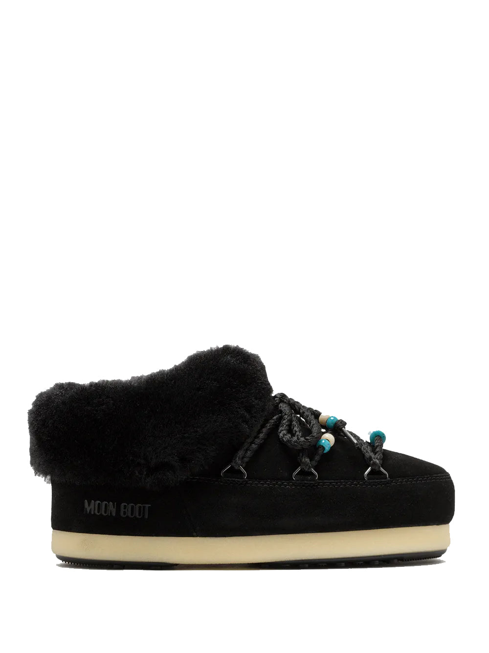 MOON BOOT Suede Beads Mules Black