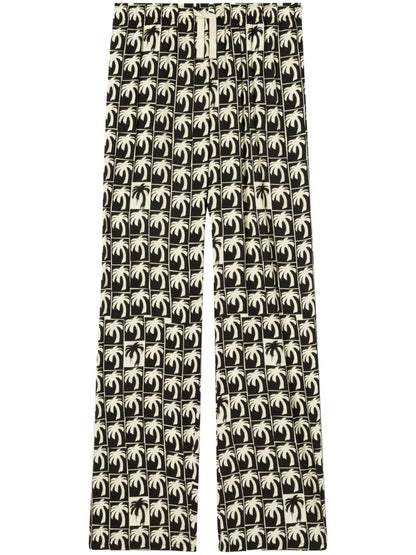 PALM ANGELS Dripping Palms Loose Pants Black/Off White