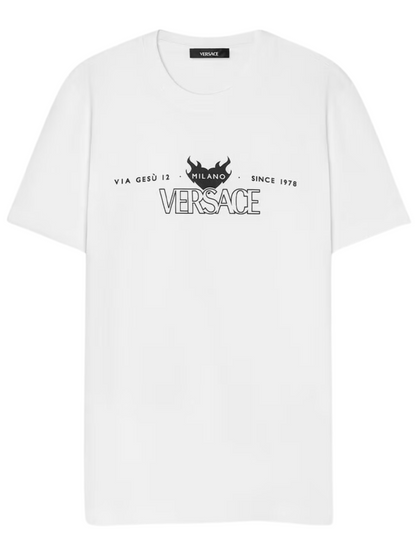 VERSACE Logo Print Cotton T-Shirt White/Black