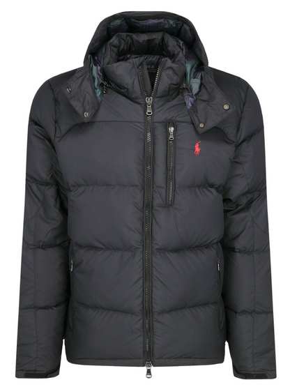 RALPH LAUREN Logo Patch Embroidered Puffer Jacket Black