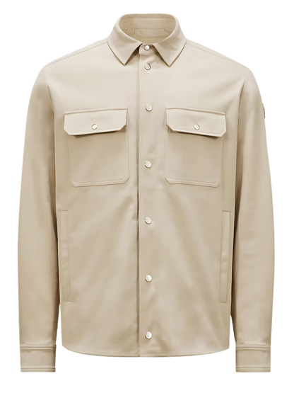 MONCLER Double Pocket Cotton Blend Shirt Beige