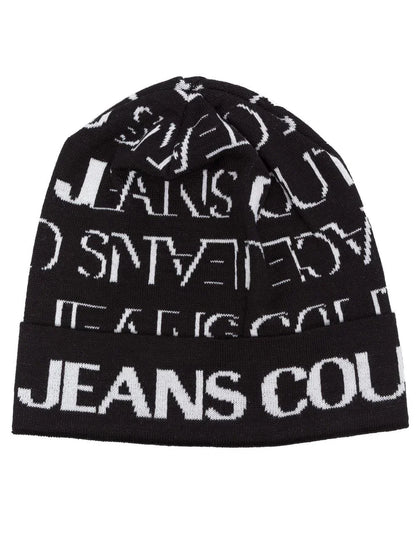 VERSACE All Over Logo Beanie Black/White