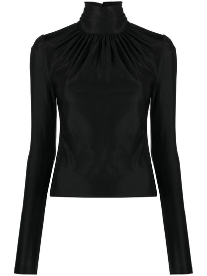 PACO RABANNE WOMEN Ruched Long Sleeved Top Black