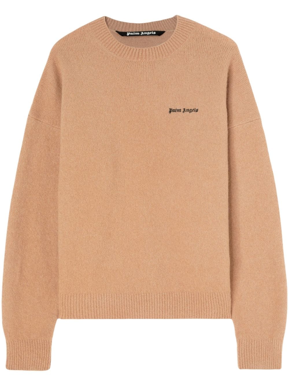 PALM ANGELS Basic Logo Knit Sweatshirt Camel/Black