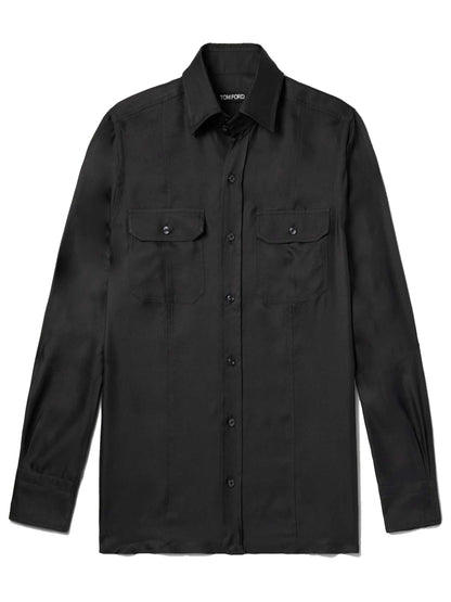 TOM FORD Slim-Fit Silk-Twill Shirt Black