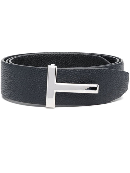 TOM FORD Adjustable T Logo Belt Black/Silver