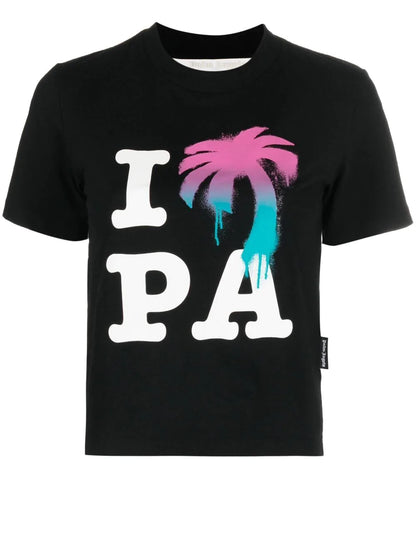 PALM ANGELS WOMEN I Love Pa Slim Tee Black/Multi