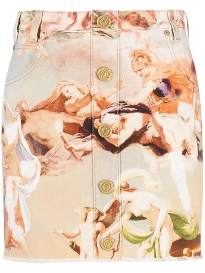 BALMAIN WOMEN Short Skirt Bleu Clair Multicolour Pastel