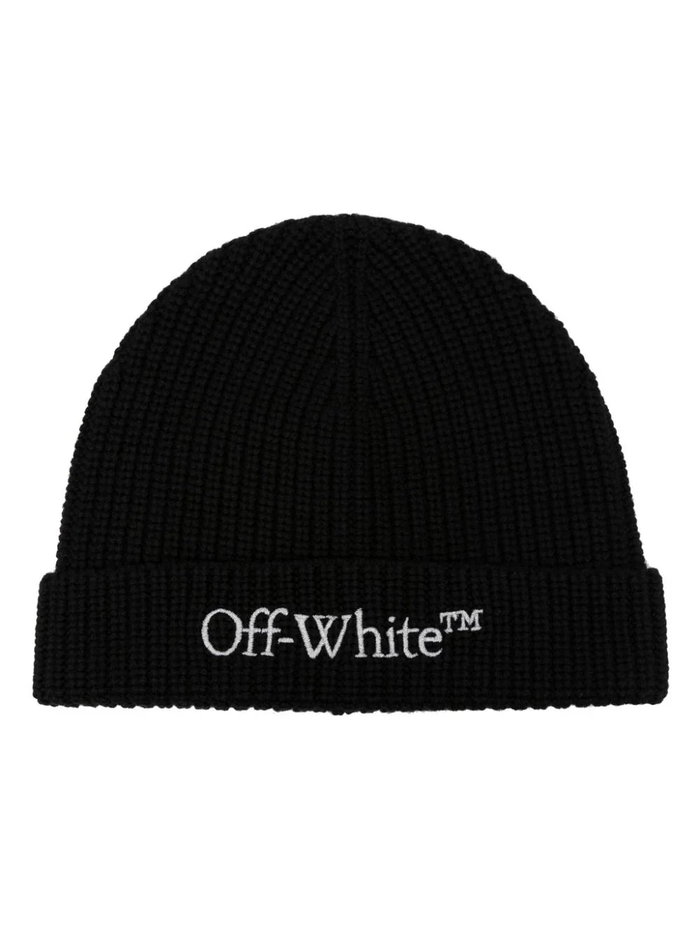 OFF-WHITE MEN Bookish Logo Knit Beanie Black White