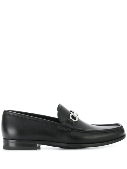SALVATORE FERRAGAMO Gancini Leather Loafers Black