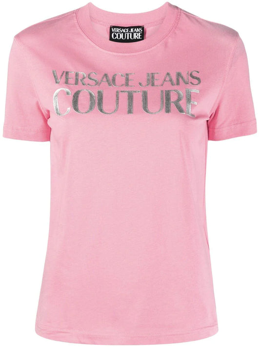 VERSACE WOMEN Foil Logo T-Shirt Pink