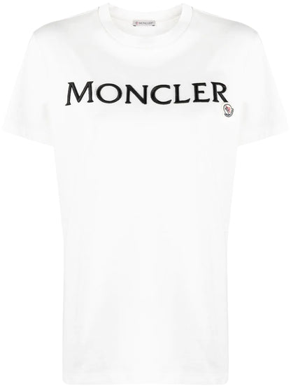 MONCLER WOMEN Logo Embroidered T-Shirt White