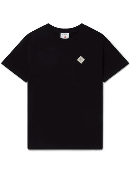 CASABLANCA Pearl Diamond CC Logo Patch T-Shirt Black