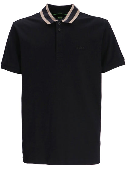 BOSS Paule Short Sleeve Cotton Polo Shirt Black