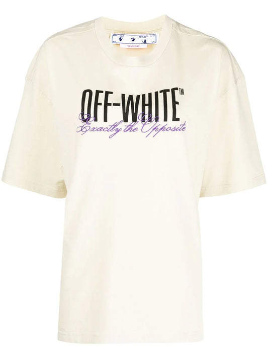 OFF-WHITE WOMEN Big Logo Opposite Over Tee Beige/Black