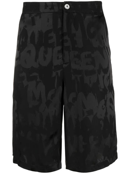 ALEXANDER MCQUEEN Graffiti Logo Shorts Black Black