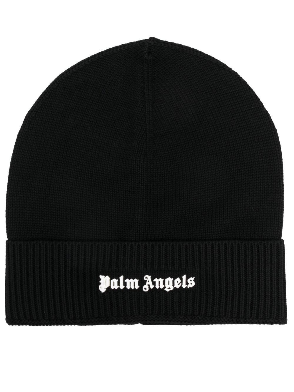 PALM ANGELS Logo Beanie Black