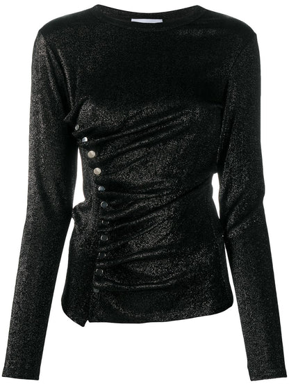 PACO RABANNE WOMEN Lurex Long Sleeved Top Black
