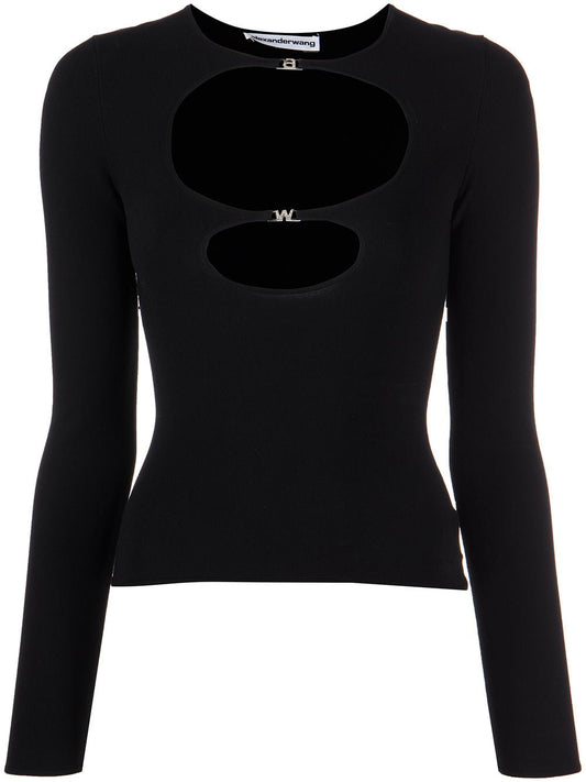 ALEXANDER WANG WOMEN Cut-out Long-sleeved Top Black