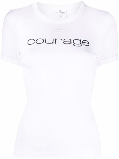 COURRÈGES WOMEN 'Courage' Slogan T-Shirt White