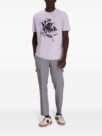 HUGO Logo Graphic Print Cotton T-Shirt Light/Pastel Purple