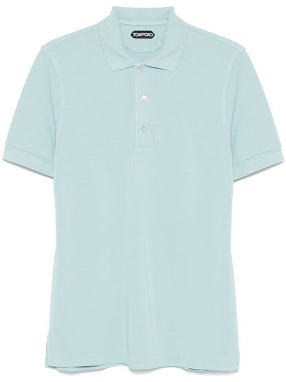 TOM FORD Piqué Polo Shirt Powder Blue