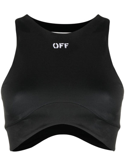 OFF-WHITE WOMEN Logo-print cropped top Black