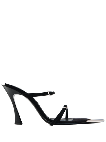 MUGLER WOMEN Fang 95mm Leather Sandals Black