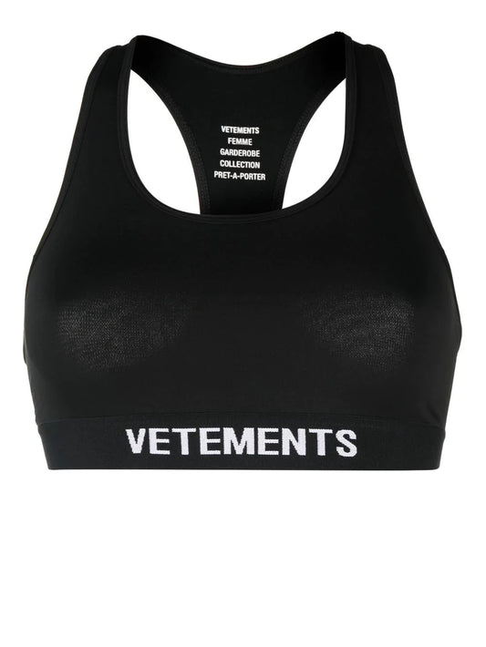 VETEMENTS WOMEN Logo Sports Bra Black