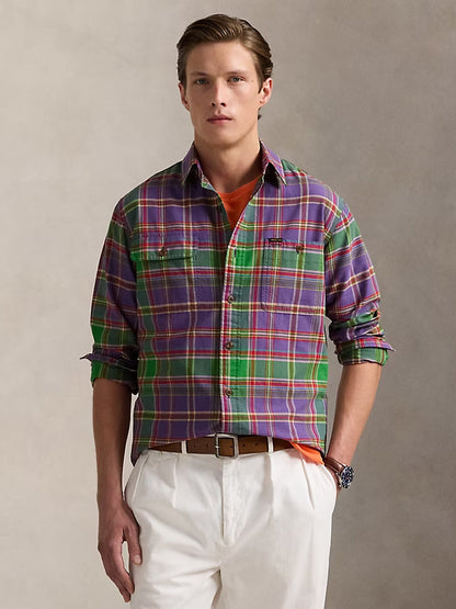 RALPH LAUREN Check Oxford Shirt Purple/Green
