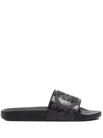 SALVATORE FERRAGAMO Gancini Sliders Black/Black
