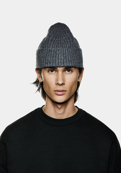 MKI MIYUKI ZOKU Cashmere Ribbed Beanie Charcoal