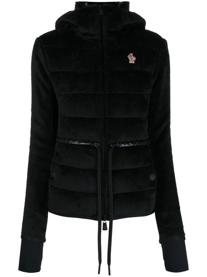 MONCLER GRENOBLE WOMEN Padded Fleece Zip Up Hoodie Black