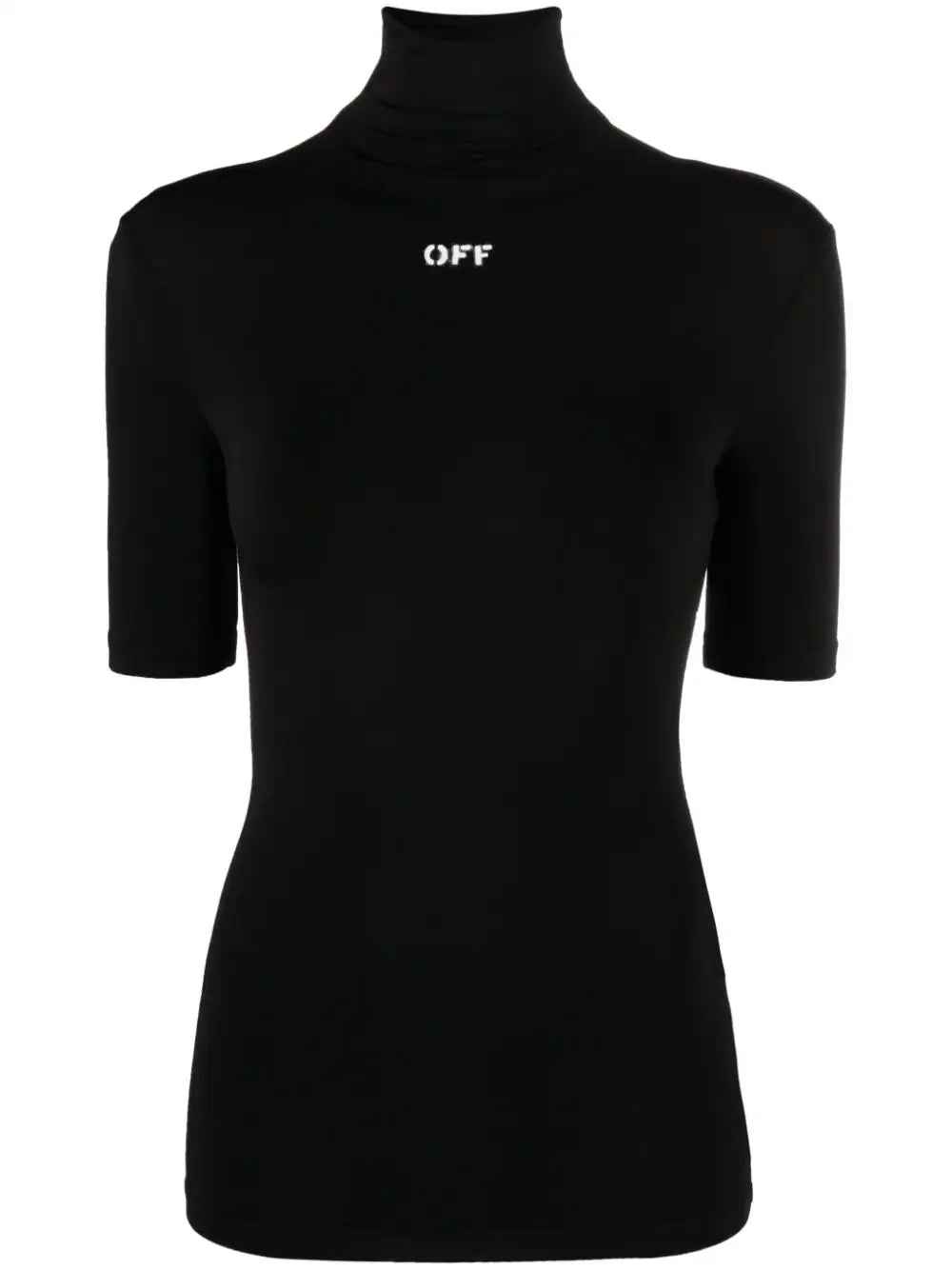 OFF-WHITE WOMEN OFF Stamp Short Sleeves  Turtle Neck Top Black White