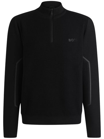 BOSS Zhine Logo Quarter Zip Jacket Black