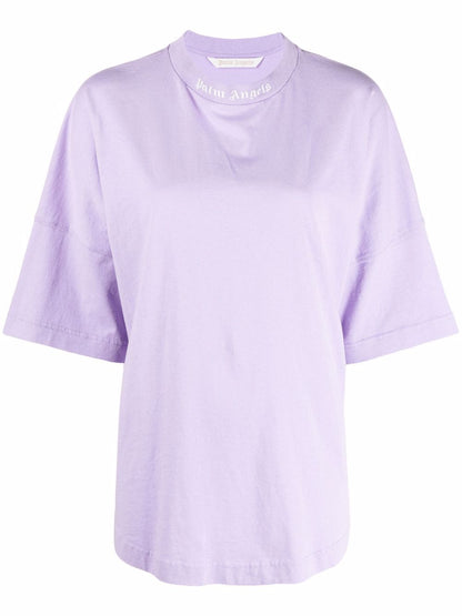 PALM ANGELS WOMEN Logo Print High Neck T-Shirt Purple