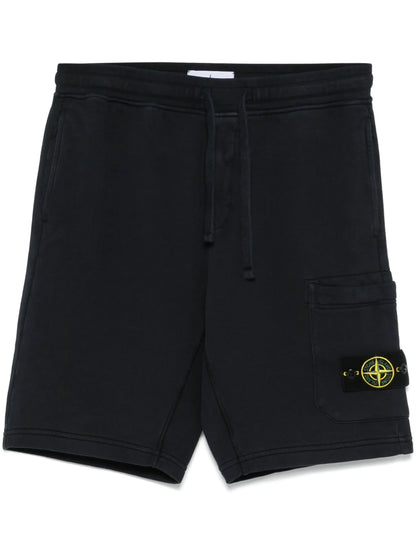 STONE ISLAND Compass Badge Cotton Shorts Navy